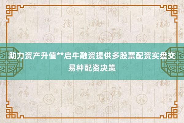 助力资产升值**启牛融资提供多股票配资实盘交易种配资决策