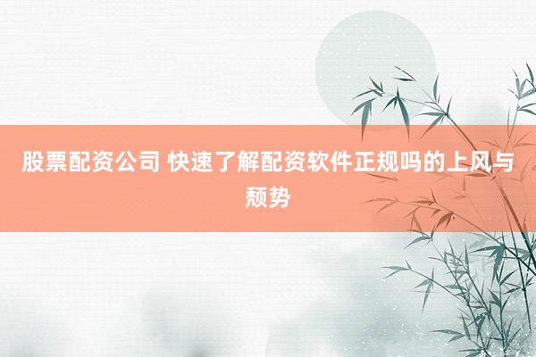 股票配资公司 快速了解配资软件正规吗的上风与颓势